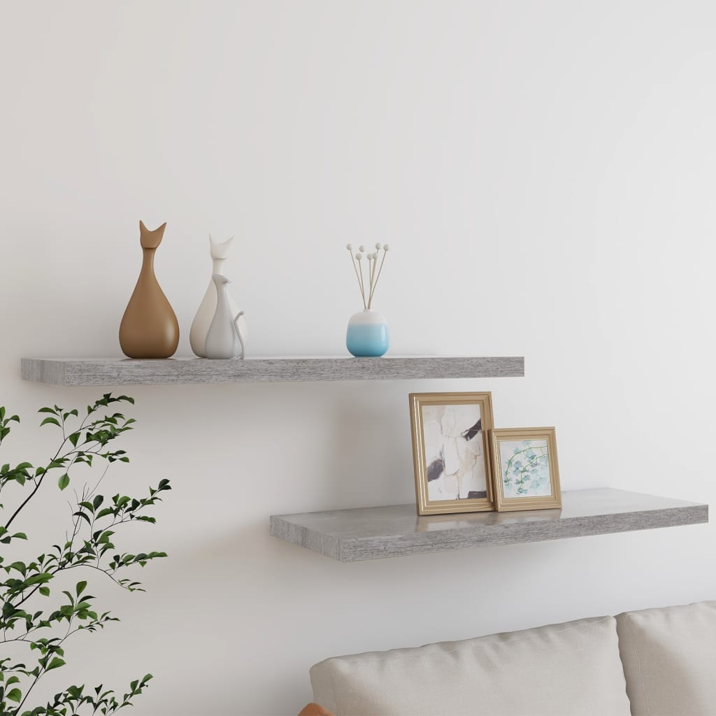 Wandschappen zwevend 2 st 80x23,5x3,8 cm MDF betongrijs is nu te koop bij PeponiXL, paradijselijk wonen!