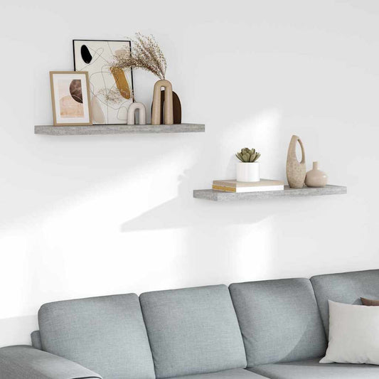 Wandschappen zwevend 2 st 80x23,5x3,8 cm MDF betongrijs is nu te koop bij PeponiXL, paradijselijk wonen!