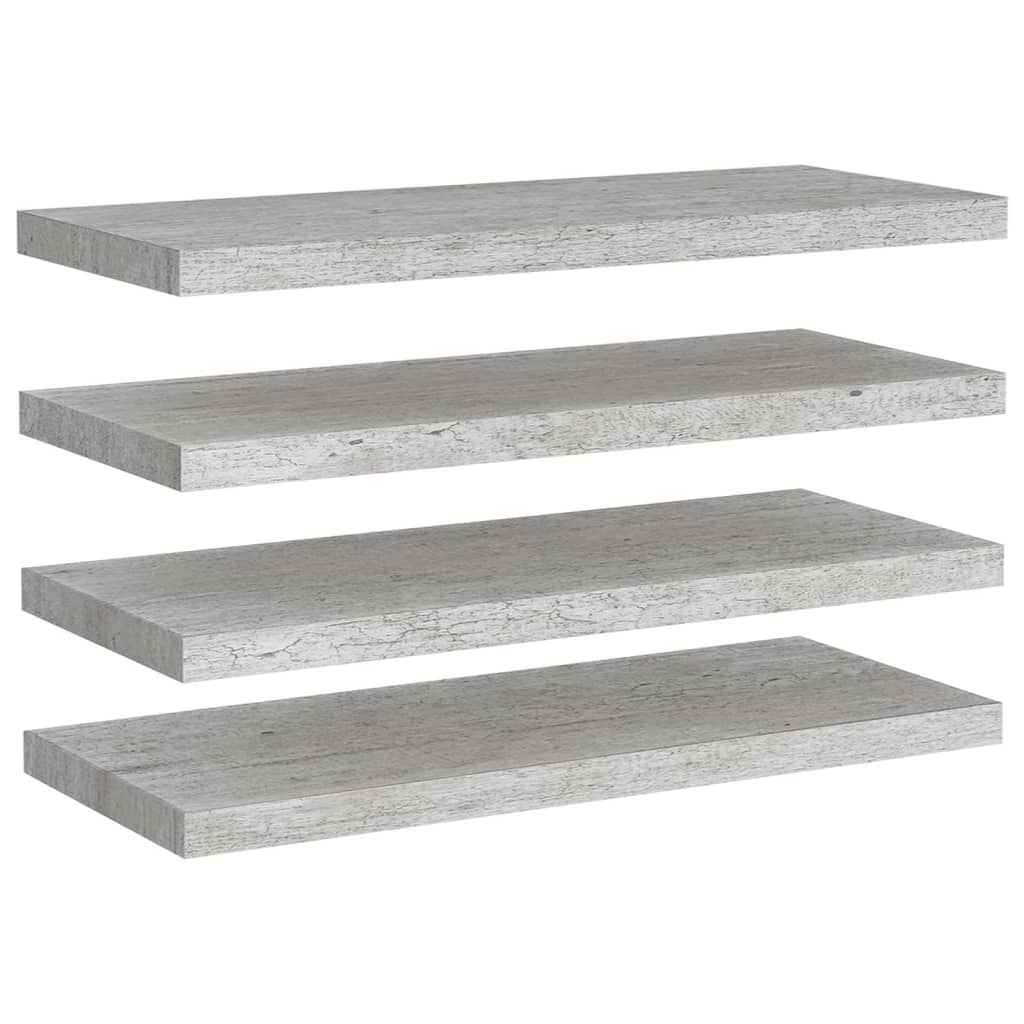 Wandschappen zwevend 4 st 80x23,5x3,8 cm MDF betongrijs is nu te koop bij PeponiXL, paradijselijk wonen!