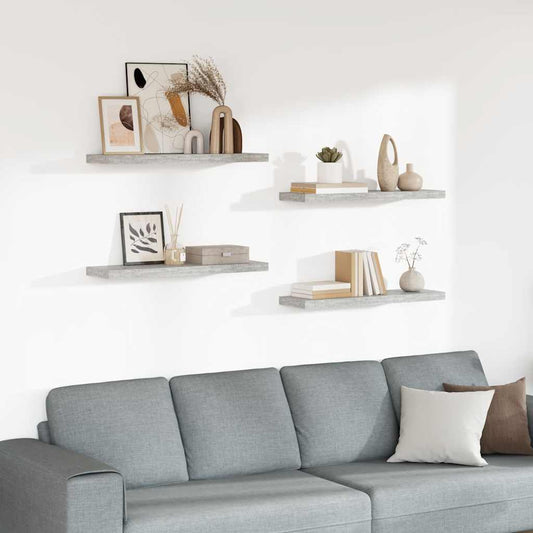 Wandschappen zwevend 4 st 80x23,5x3,8 cm MDF betongrijs is nu te koop bij PeponiXL, paradijselijk wonen!