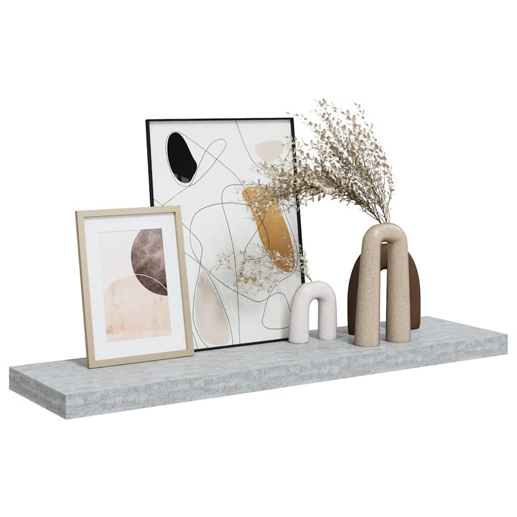 Wandschap zwevend 90x23,5x3,8 cm MDF betongrijs is nu te koop bij PeponiXL, paradijselijk wonen!