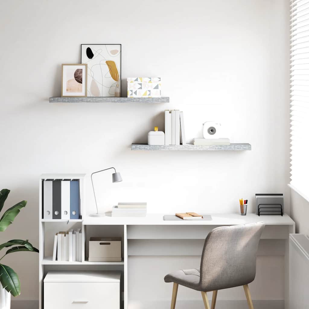 Wandschappen zwevend 2 st 90x23,5x3,8 cm MDF betongrijs is nu te koop bij PeponiXL, paradijselijk wonen!
