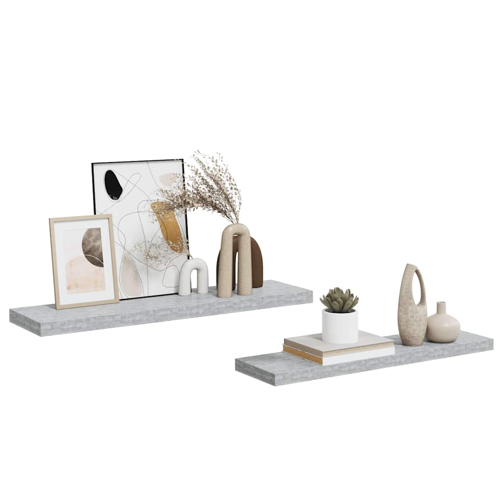 Wandschappen zwevend 2 st 90x23,5x3,8 cm MDF betongrijs is nu te koop bij PeponiXL, paradijselijk wonen!
