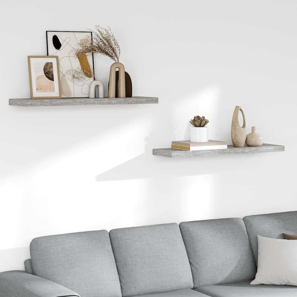 Wandschappen zwevend 2 st 90x23,5x3,8 cm MDF betongrijs is nu te koop bij PeponiXL, paradijselijk wonen!