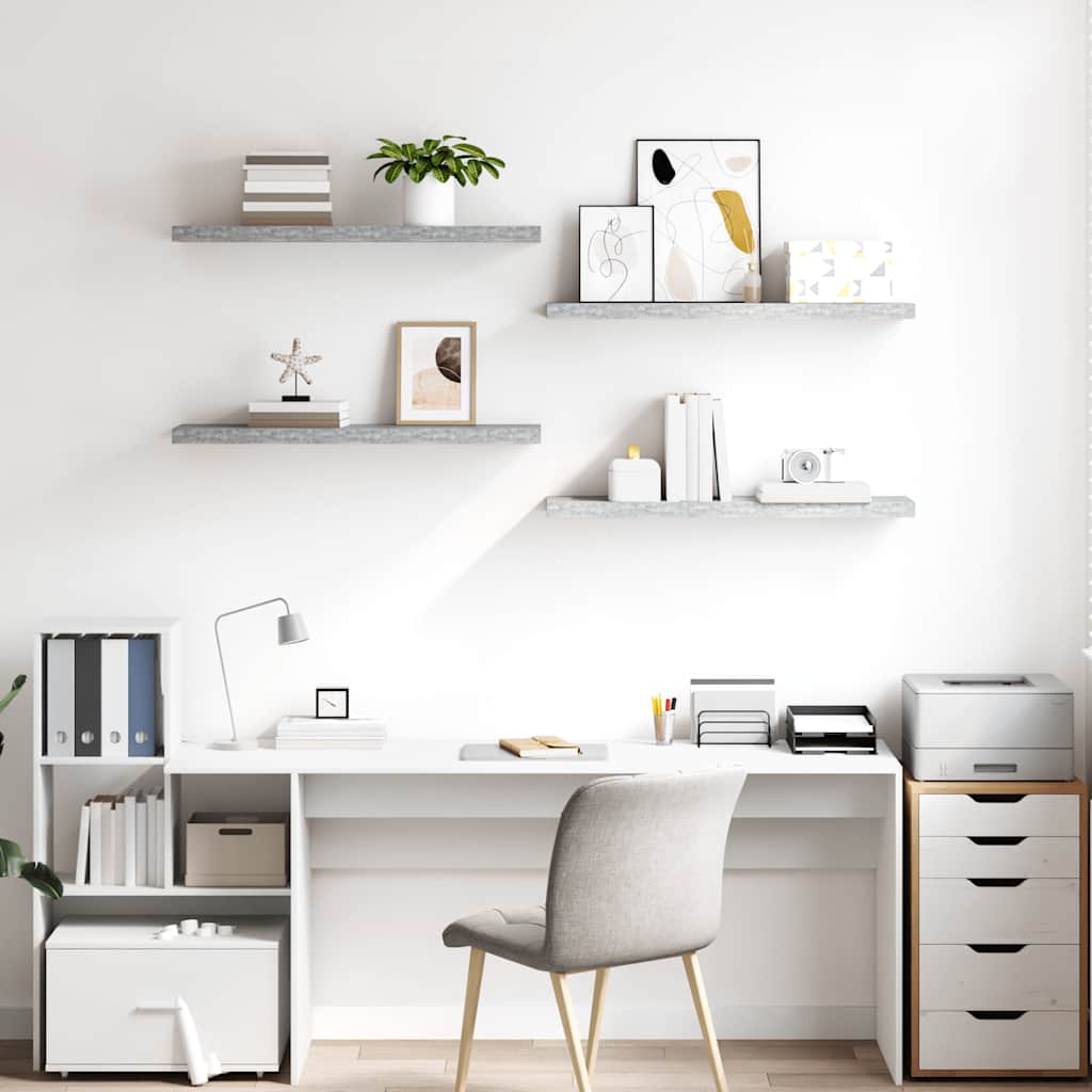Wandschappen zwevend 4 st 90x23,5x3,8 cm MDF betongrijs is nu te koop bij PeponiXL, paradijselijk wonen!