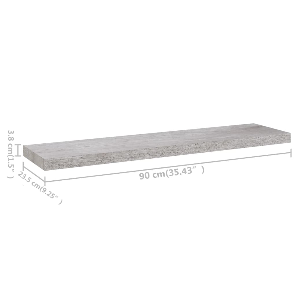 Wandschappen zwevend 4 st 90x23,5x3,8 cm MDF betongrijs is nu te koop bij PeponiXL, paradijselijk wonen!