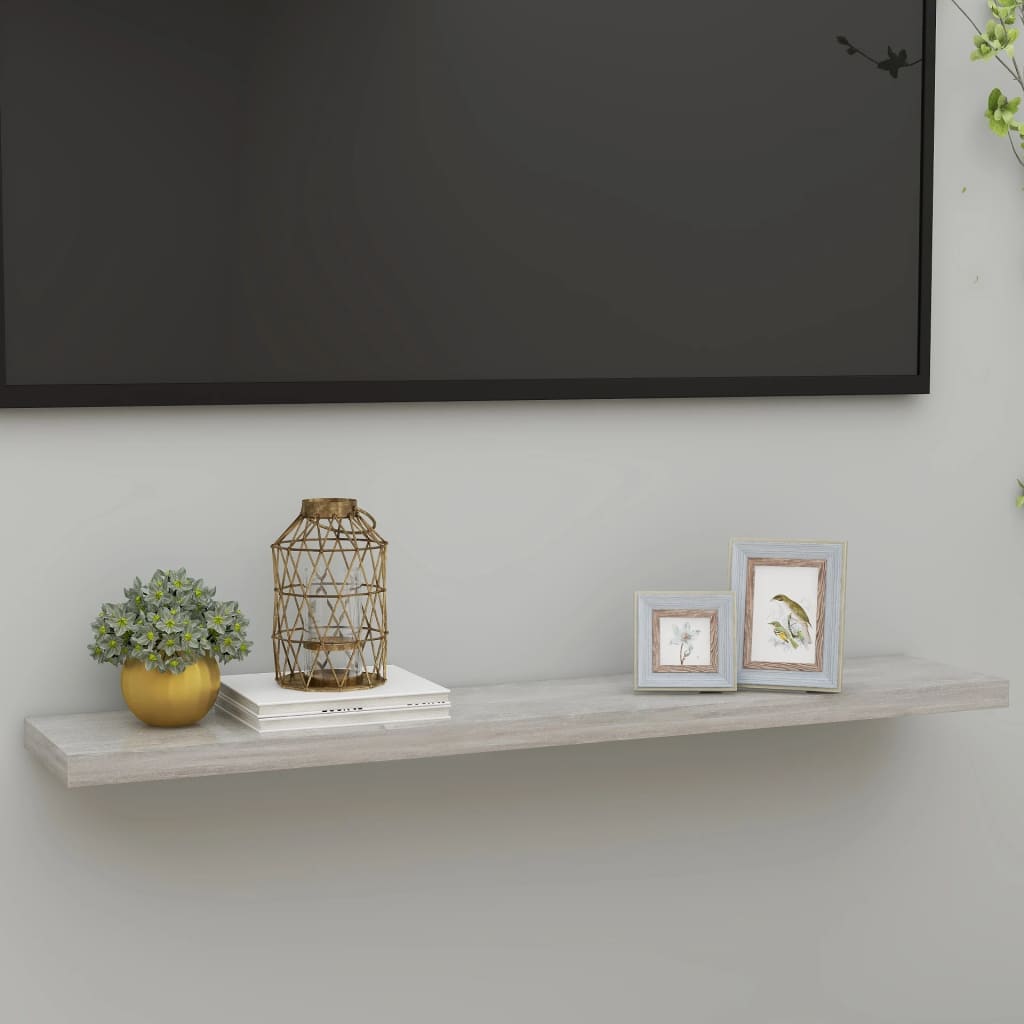 Wandschap zwevend 120x23,5x3,8 cm MDF betongrijs is nu te koop bij PeponiXL, paradijselijk wonen!