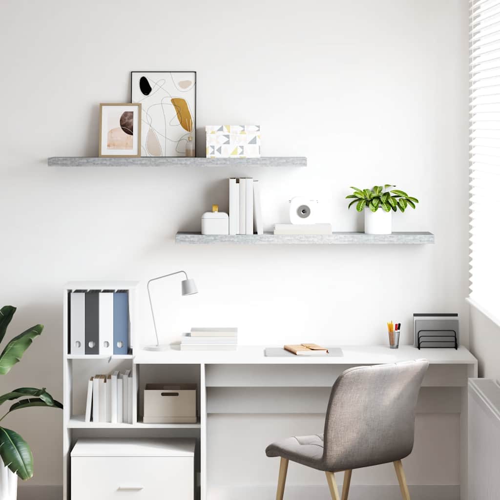 Wandschappen zwevend 2 st 120x23,5x3,8 cm MDF betongrijs is nu te koop bij PeponiXL, paradijselijk wonen!
