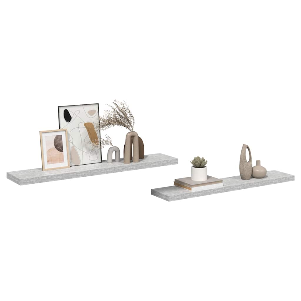 Wandschappen zwevend 2 st 120x23,5x3,8 cm MDF betongrijs is nu te koop bij PeponiXL, paradijselijk wonen!