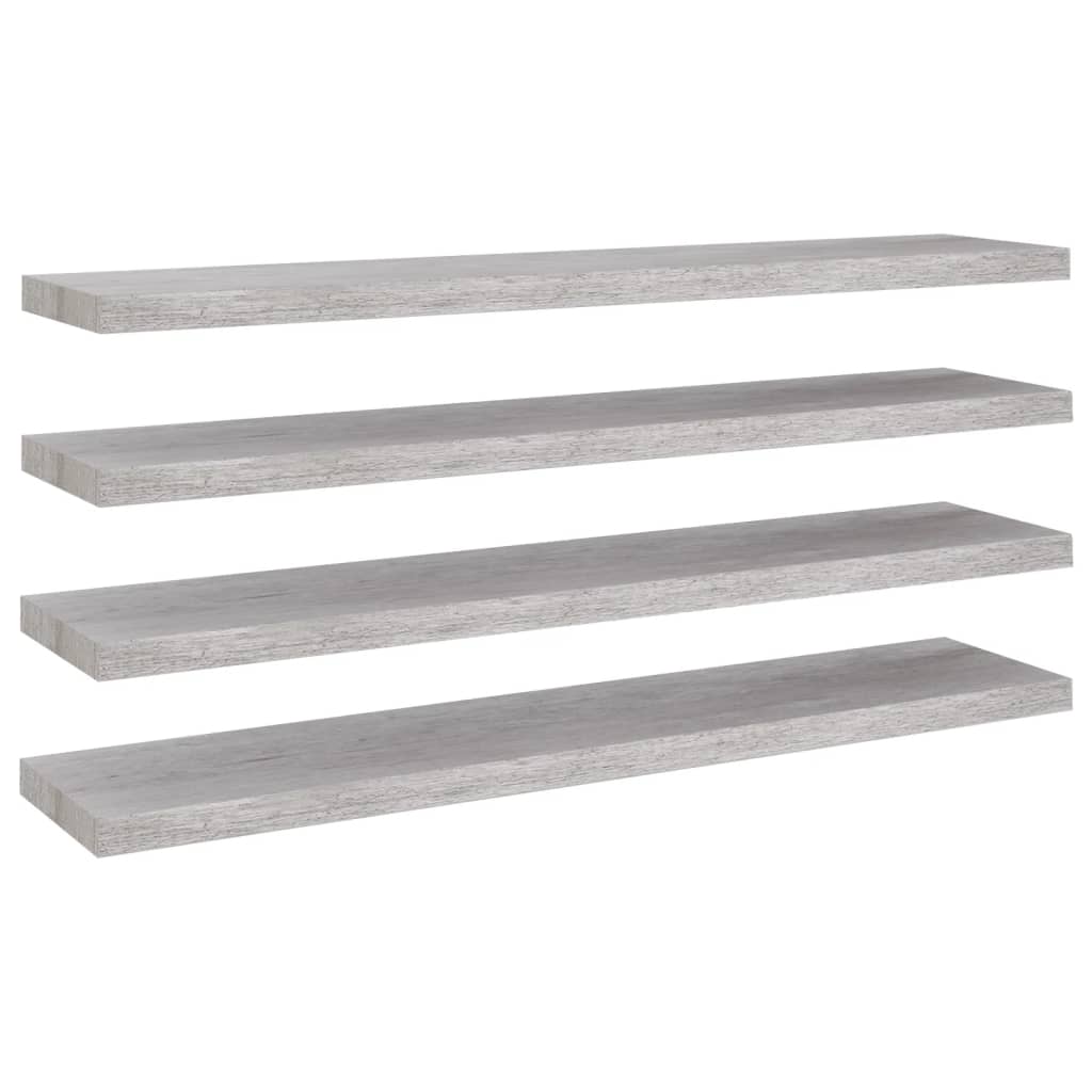 Wandschappen zwevend 4 st 120x23,5x3,8 cm MDF betongrijs is nu te koop bij PeponiXL, paradijselijk wonen!