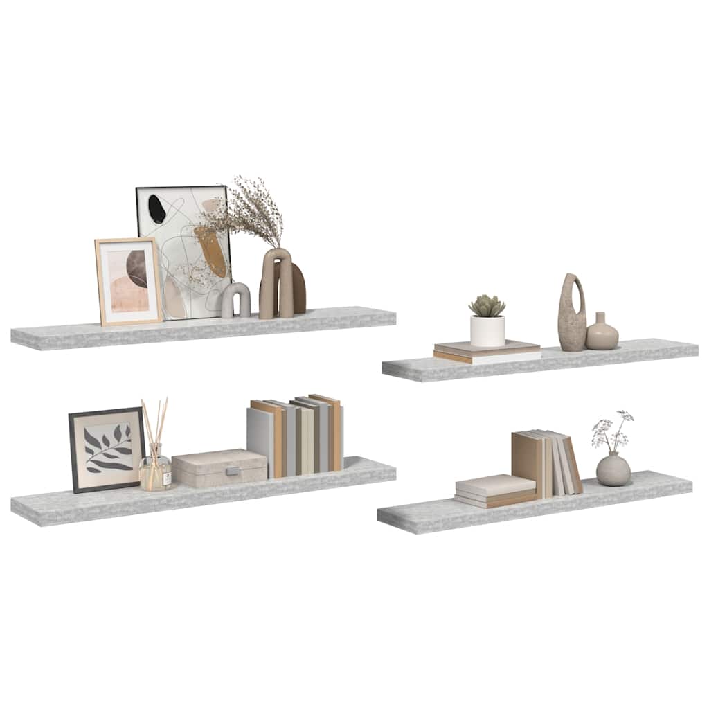 Wandschappen zwevend 4 st 120x23,5x3,8 cm MDF betongrijs is nu te koop bij PeponiXL, paradijselijk wonen!