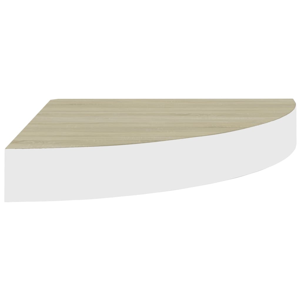 Hoekwandschappen 2 st 25x25x3,8 cm MDF eikenkleurig en wit is nu te koop bij PeponiXL, paradijselijk wonen!