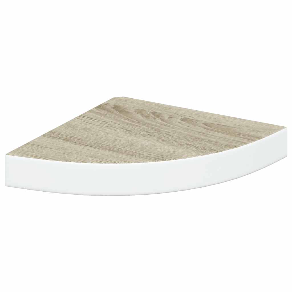 Hoekwandschappen 2 st 25x25x3,8 cm MDF eikenkleurig en wit is nu te koop bij PeponiXL, paradijselijk wonen!