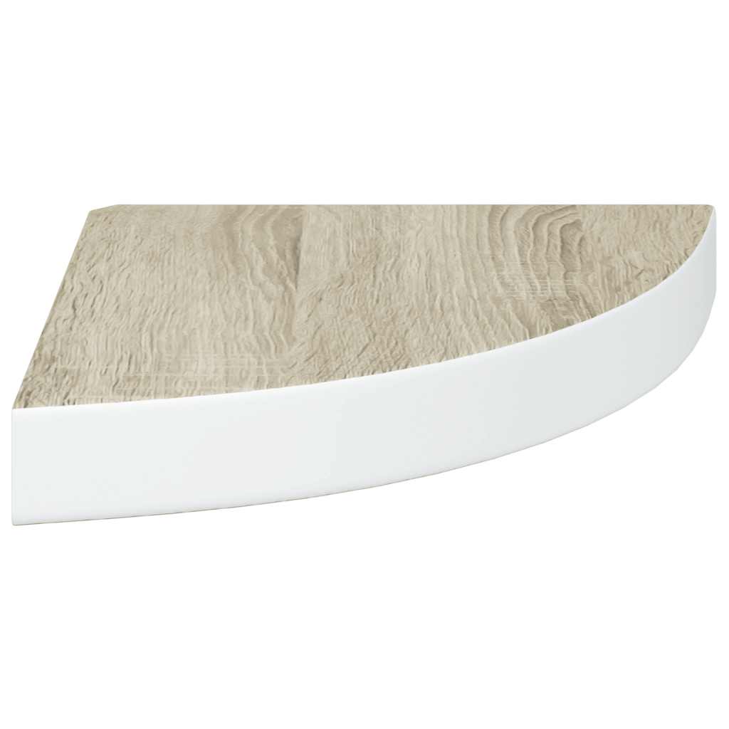 Hoekwandschappen 2 st 25x25x3,8 cm MDF eikenkleurig en wit is nu te koop bij PeponiXL, paradijselijk wonen!