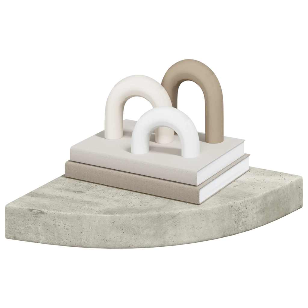Hoekwandschappen 2 st 25x25x3,8 cm MDF betongrijs is nu te koop bij PeponiXL, paradijselijk wonen!