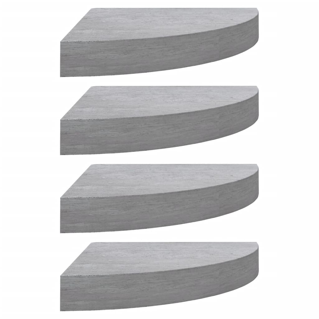 Hoekwandschappen 4 st 25x25x3,8 cm MDF betongrijs is nu te koop bij PeponiXL, paradijselijk wonen!