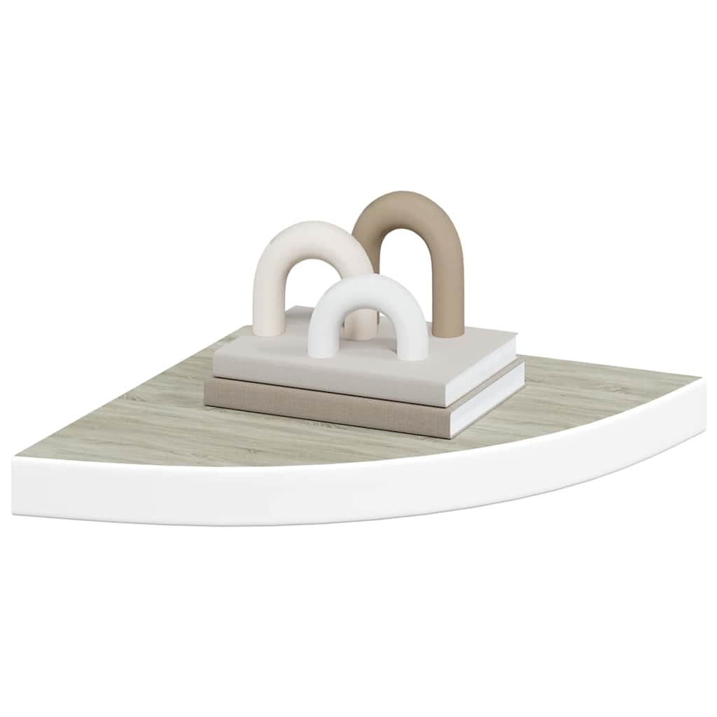 Hoekwandschap 35x35x3,8 cm MDF eikenkleurig en wit is nu te koop bij PeponiXL, paradijselijk wonen!