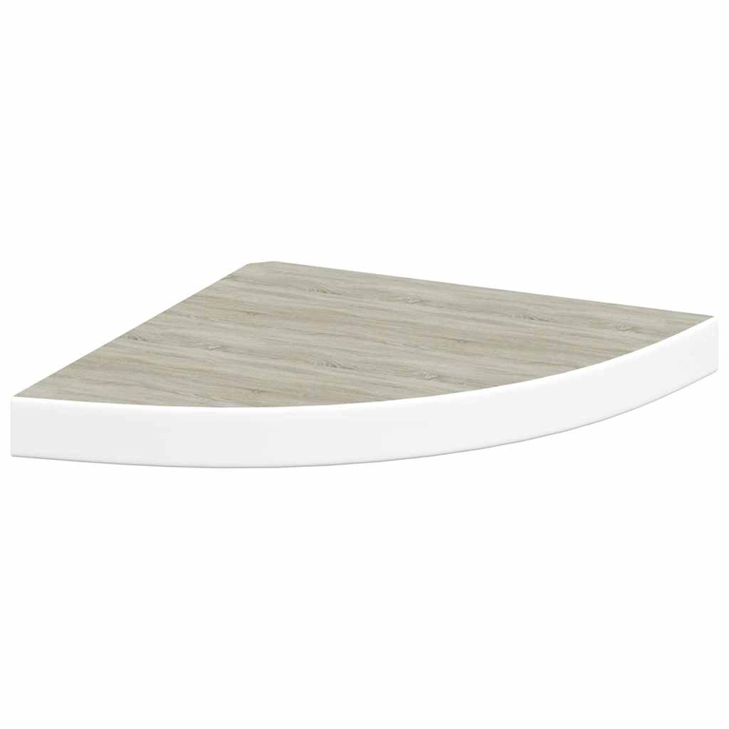 Hoekwandschappen 2 st 35x35x3,8 cm MDF eikenkleurig en wit is nu te koop bij PeponiXL, paradijselijk wonen!
