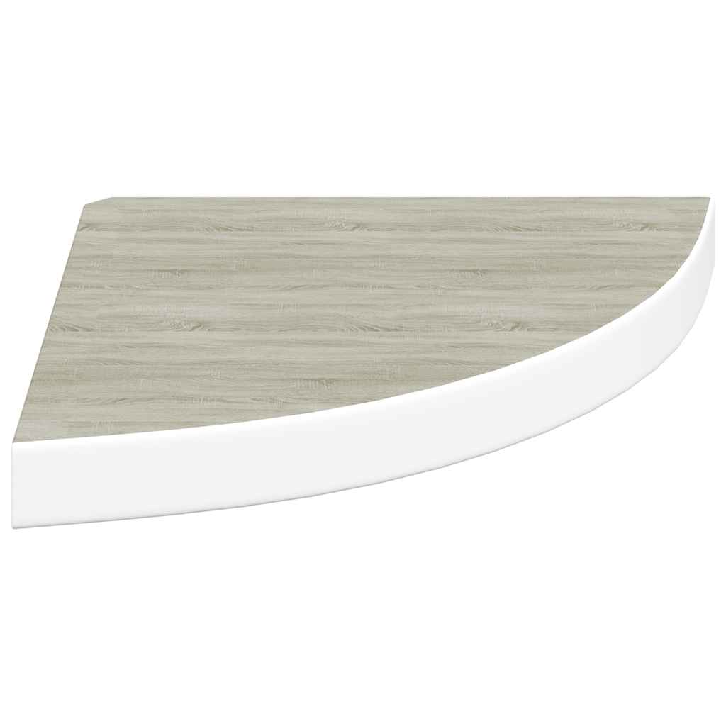 Hoekwandschappen 2 st 35x35x3,8 cm MDF eikenkleurig en wit is nu te koop bij PeponiXL, paradijselijk wonen!