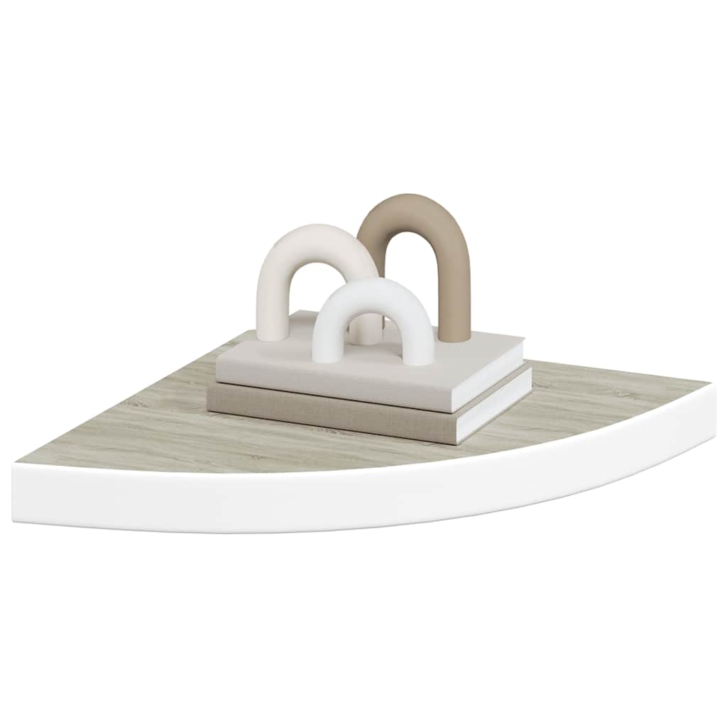 Hoekwandschappen 4 st 35x35x3,8 cm MDF eikenkleurig en wit is nu te koop bij PeponiXL, paradijselijk wonen!
