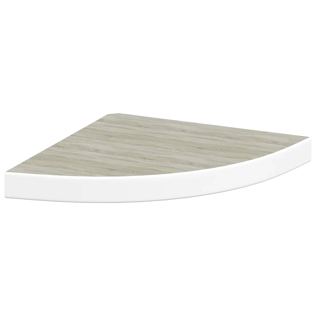 Hoekwandschappen 4 st 35x35x3,8 cm MDF eikenkleurig en wit is nu te koop bij PeponiXL, paradijselijk wonen!