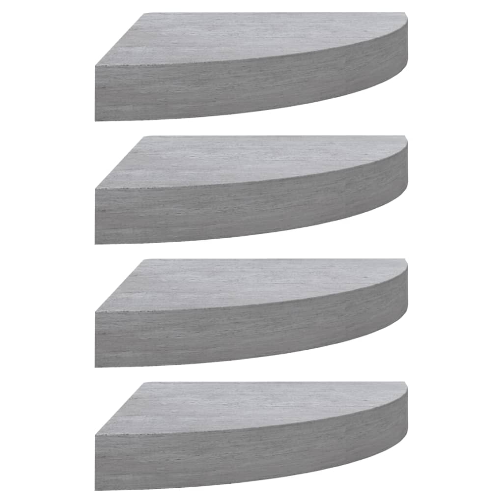 Hoekwandschappen 4 st 35x35x3,8 cm MDF betongrijs is nu te koop bij PeponiXL, paradijselijk wonen!