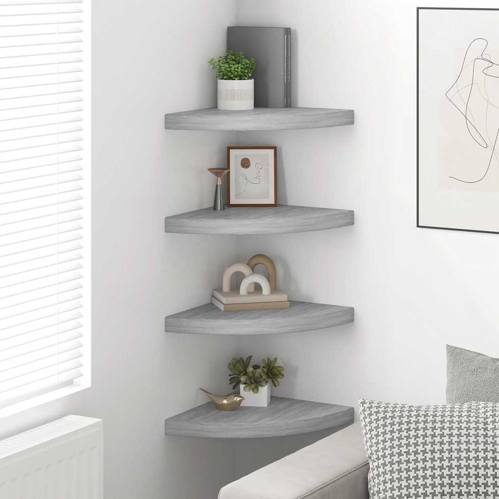 Hoekwandschappen 4 st 35x35x3,8 cm MDF betongrijs is nu te koop bij PeponiXL, paradijselijk wonen!
