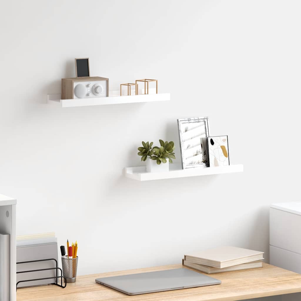 Wandschappen 2 st 40x9x3 cm hoogglans wit is nu te koop bij PeponiXL, paradijselijk wonen!