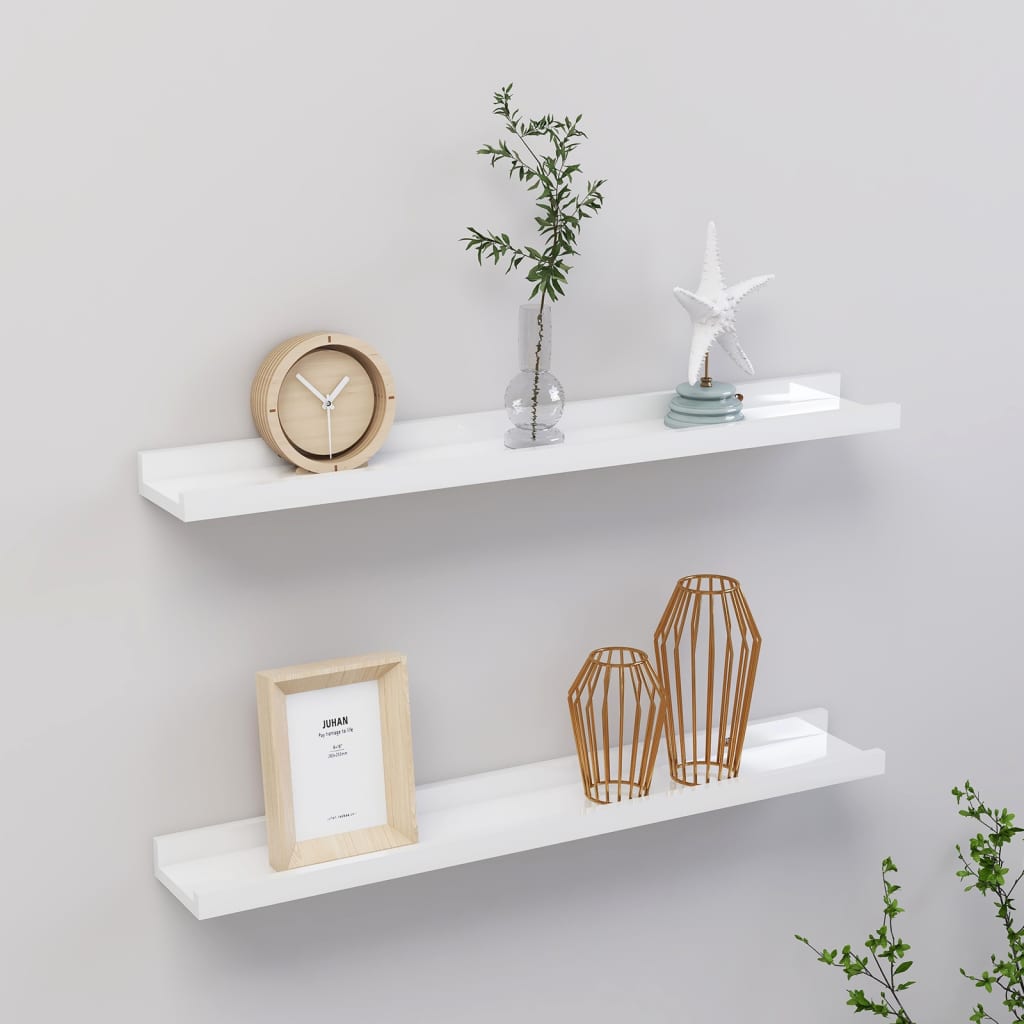 Wandschappen 2 st 60x9x3 cm hoogglans wit is nu te koop bij PeponiXL, paradijselijk wonen!