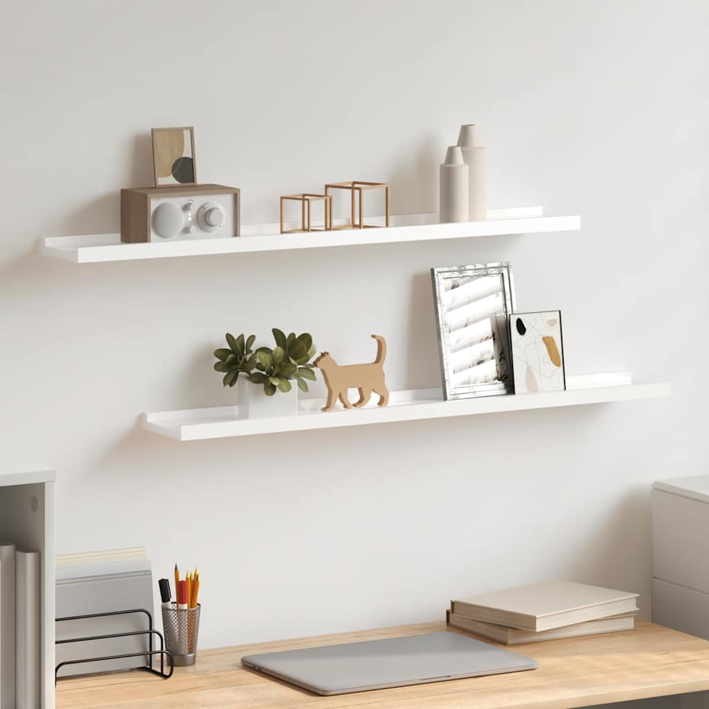 Wandschappen 2 st 80x9x3 cm hoogglans wit is nu te koop bij PeponiXL, paradijselijk wonen!