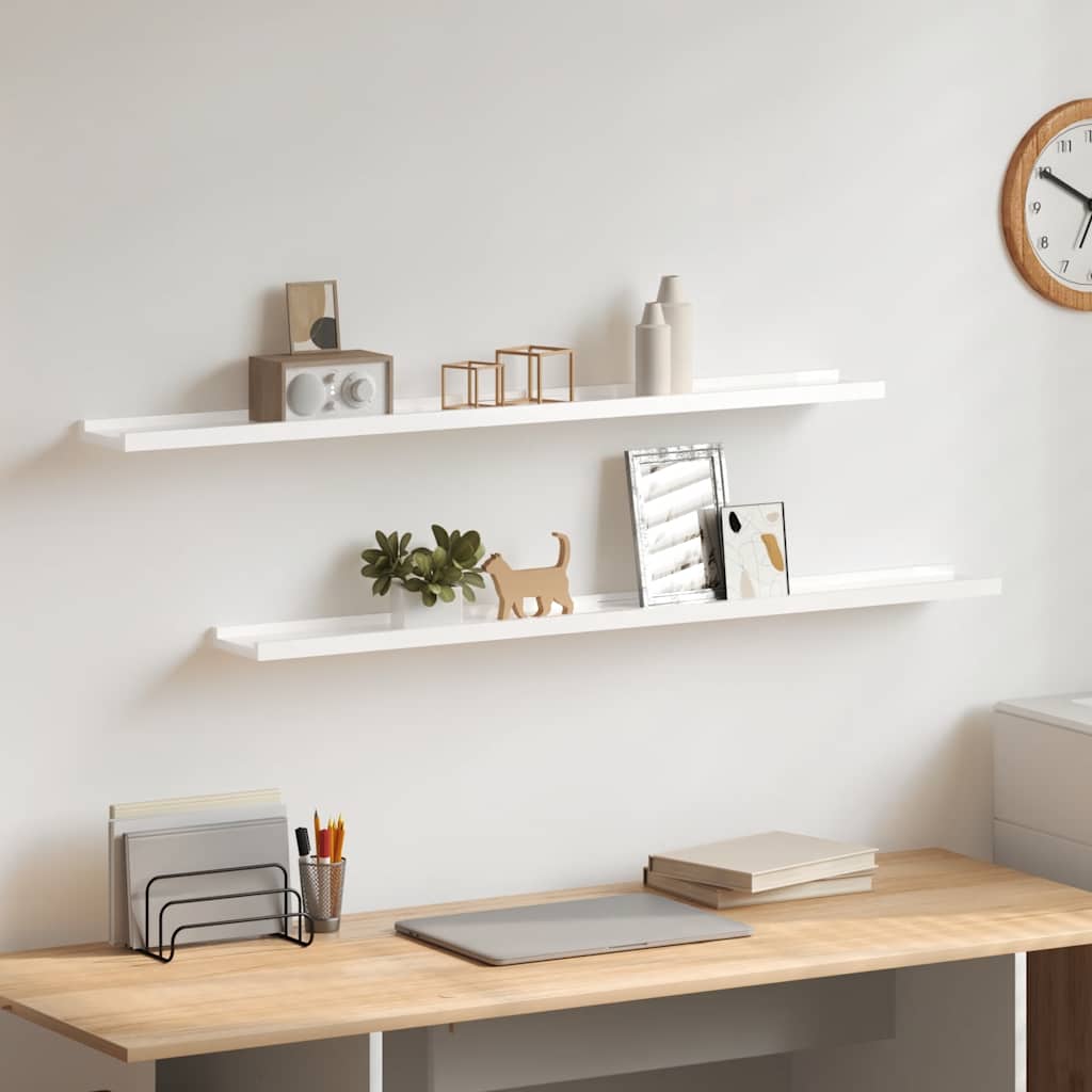 Wandschappen 2 st 100x9x3 cm hoogglans wit is nu te koop bij PeponiXL, paradijselijk wonen!