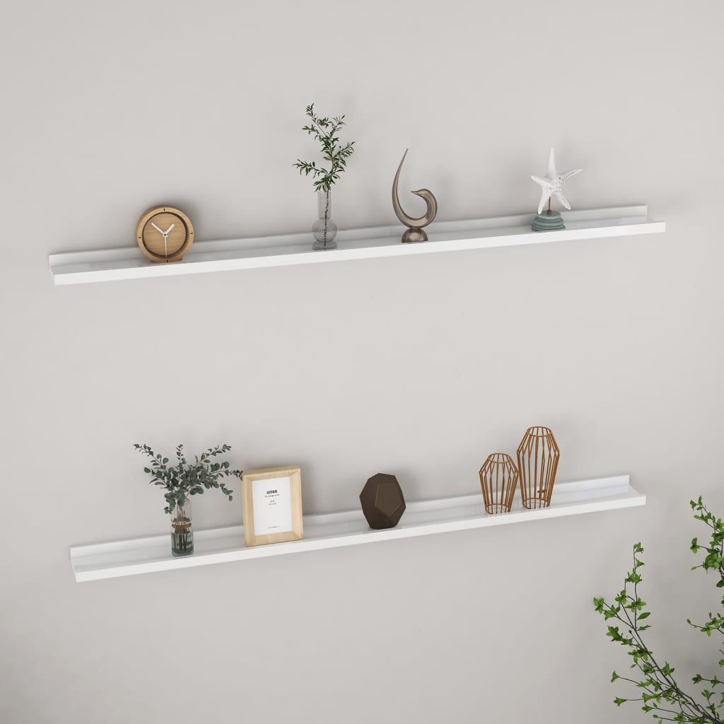 Wandschappen 2 st 115x9x3 cm hoogglans wit is nu te koop bij PeponiXL, paradijselijk wonen!