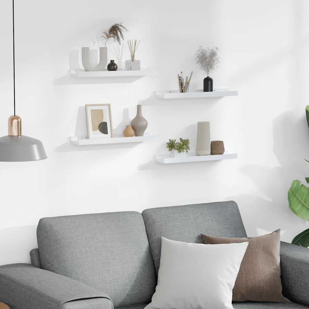 Wandschappen 4 st 40x9x3 cm hoogglans wit is nu te koop bij PeponiXL, paradijselijk wonen!