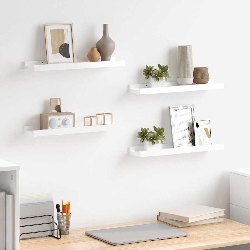 Wandschappen 4 st 40x9x3 cm hoogglans wit is nu te koop bij PeponiXL, paradijselijk wonen!