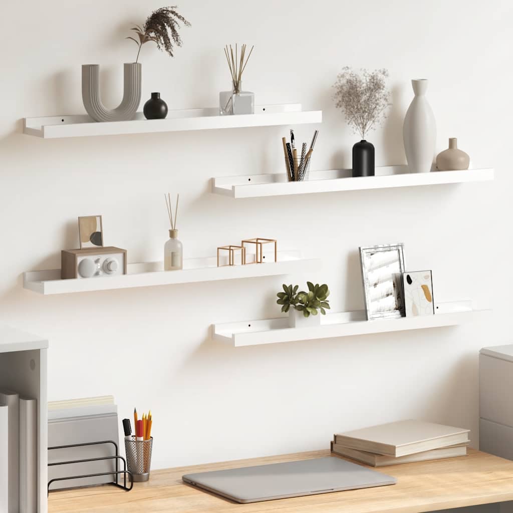 Wandschappen 4 st 60x9x3 cm hoogglans wit is nu te koop bij PeponiXL, paradijselijk wonen!