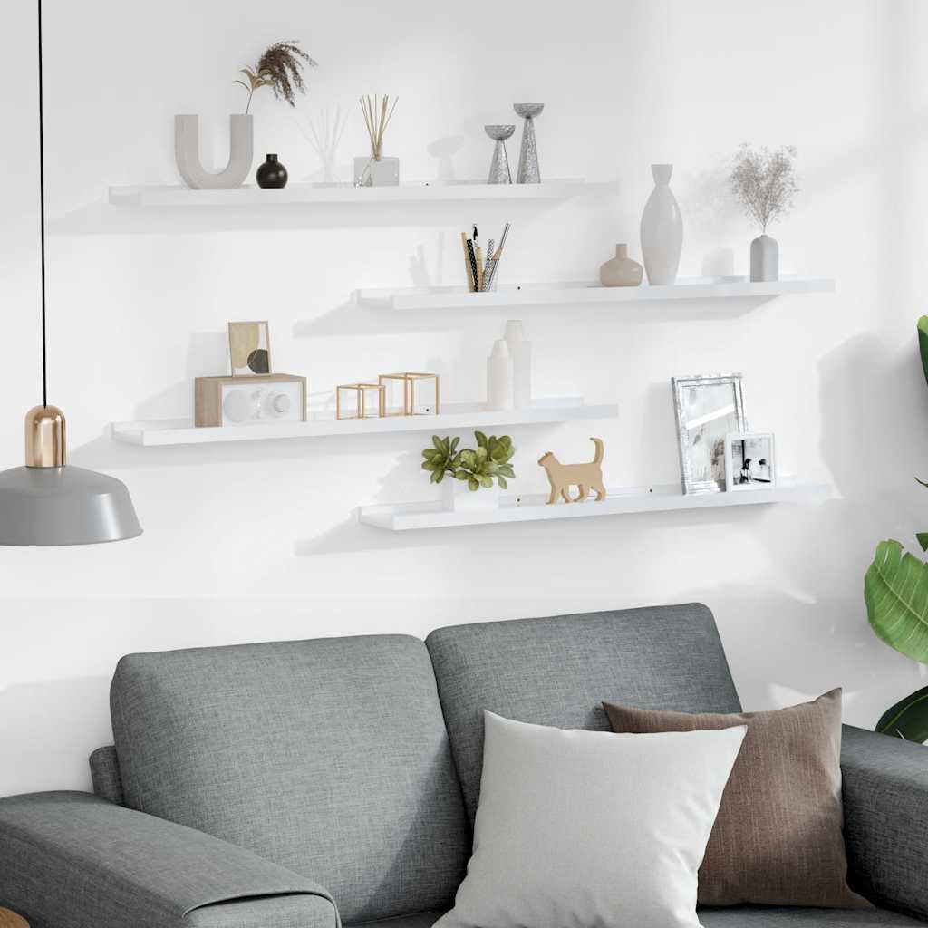 Wandschappen 4 st 80x9x3 cm hoogglans wit is nu te koop bij PeponiXL, paradijselijk wonen!