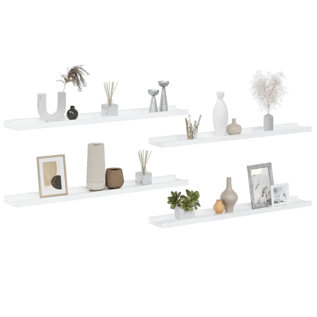 Wandschappen 4 st 80x9x3 cm hoogglans wit is nu te koop bij PeponiXL, paradijselijk wonen!