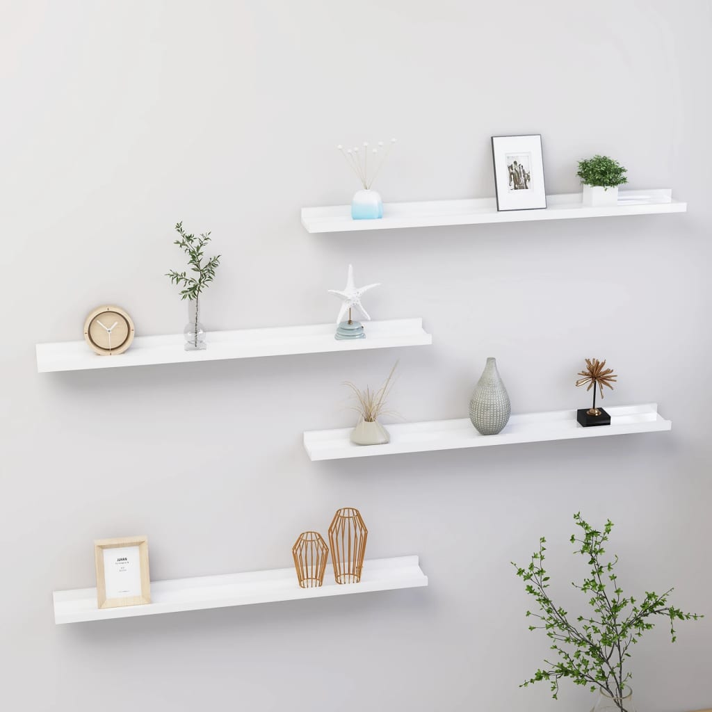 Wandschappen 4 st 80x9x3 cm hoogglans wit is nu te koop bij PeponiXL, paradijselijk wonen!