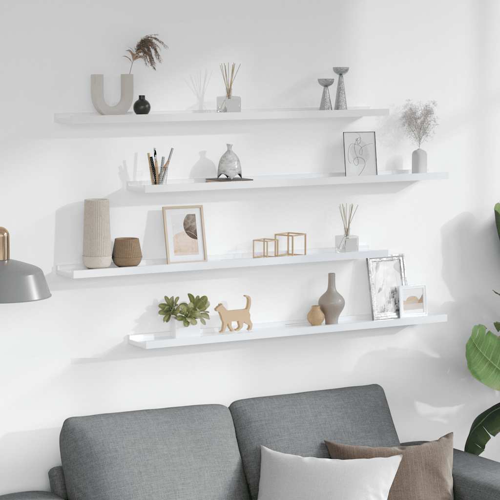 Wandschappen 4 st 100x9x3 cm hoogglans wit is nu te koop bij PeponiXL, paradijselijk wonen!