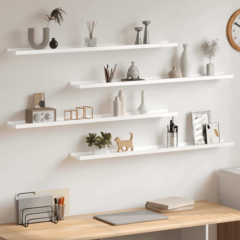 Wandschappen 4 st 100x9x3 cm hoogglans wit is nu te koop bij PeponiXL, paradijselijk wonen!
