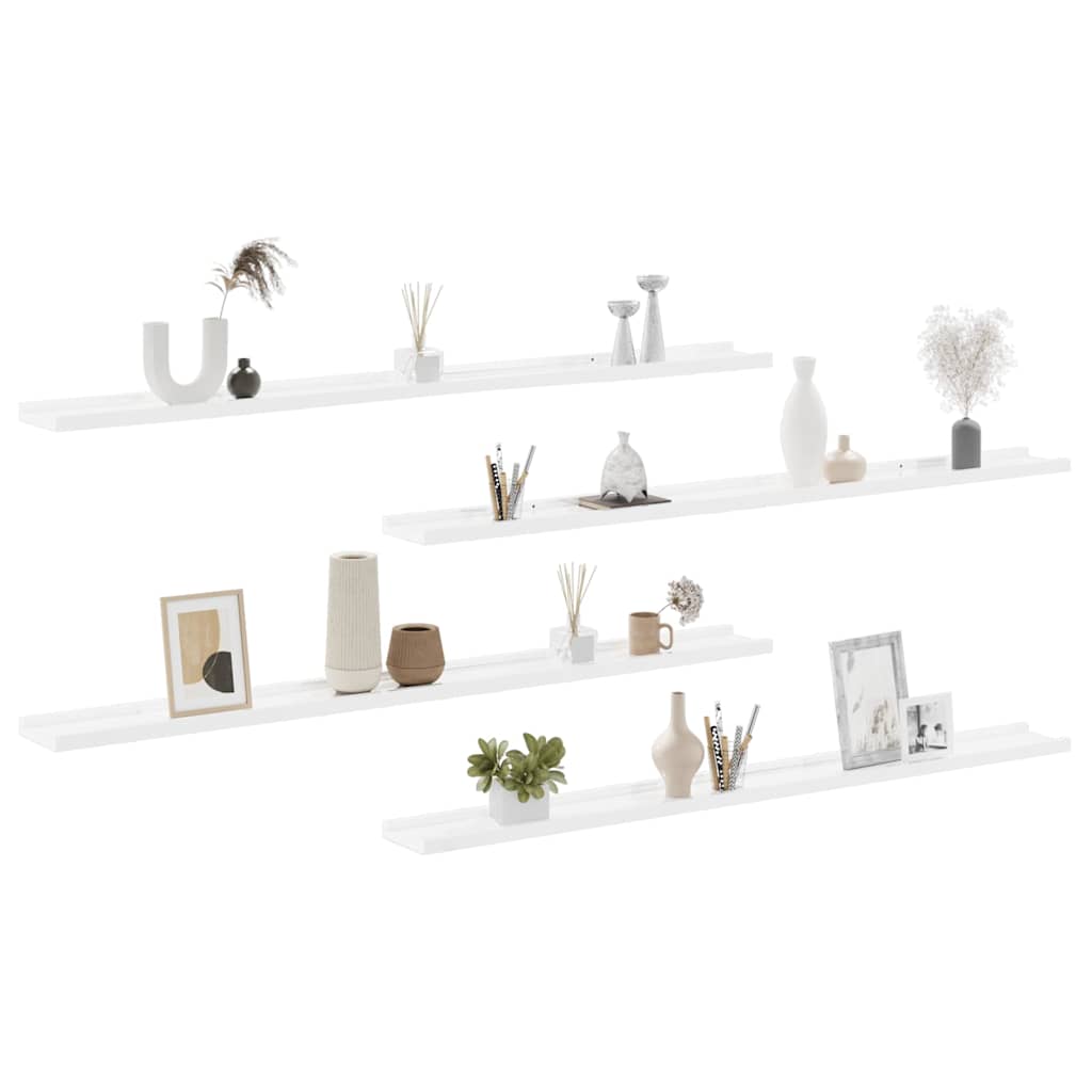 Wandschappen 4 st 115x9x3 cm hoogglans wit is nu te koop bij PeponiXL, paradijselijk wonen!