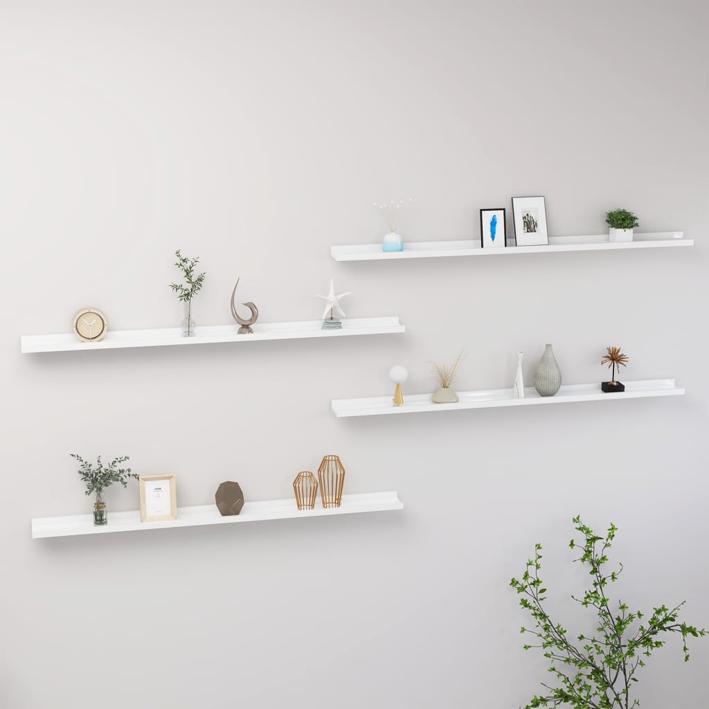 Wandschappen 4 st 115x9x3 cm hoogglans wit is nu te koop bij PeponiXL, paradijselijk wonen!