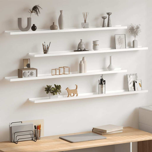 Wandschappen 4 st 115x9x3 cm hoogglans wit is nu te koop bij PeponiXL, paradijselijk wonen!