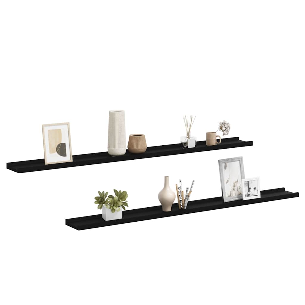 Wandschappen 2 st 115x9x3 cm zwart is nu te koop bij PeponiXL, paradijselijk wonen!