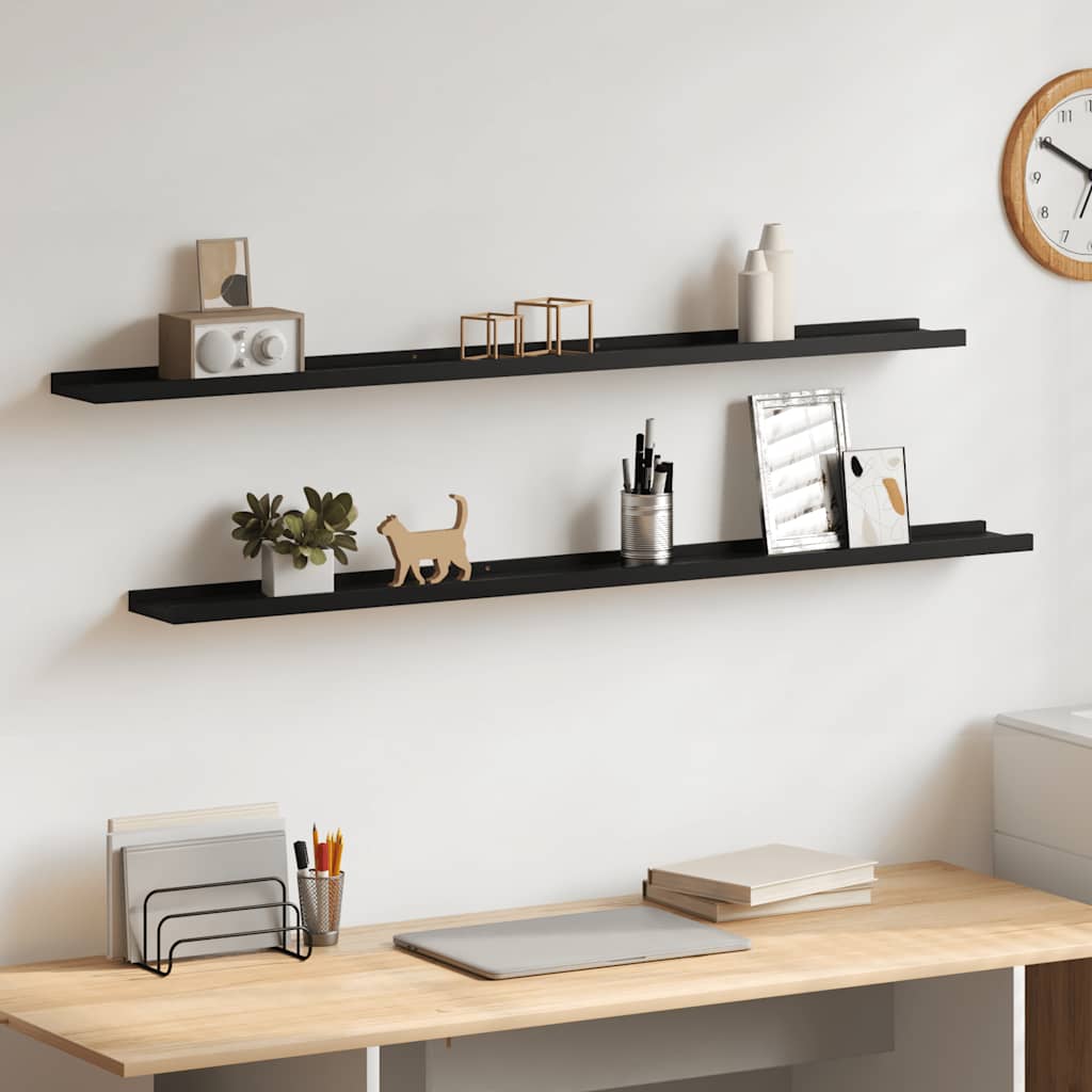 Wandschappen 2 st 115x9x3 cm zwart is nu te koop bij PeponiXL, paradijselijk wonen!