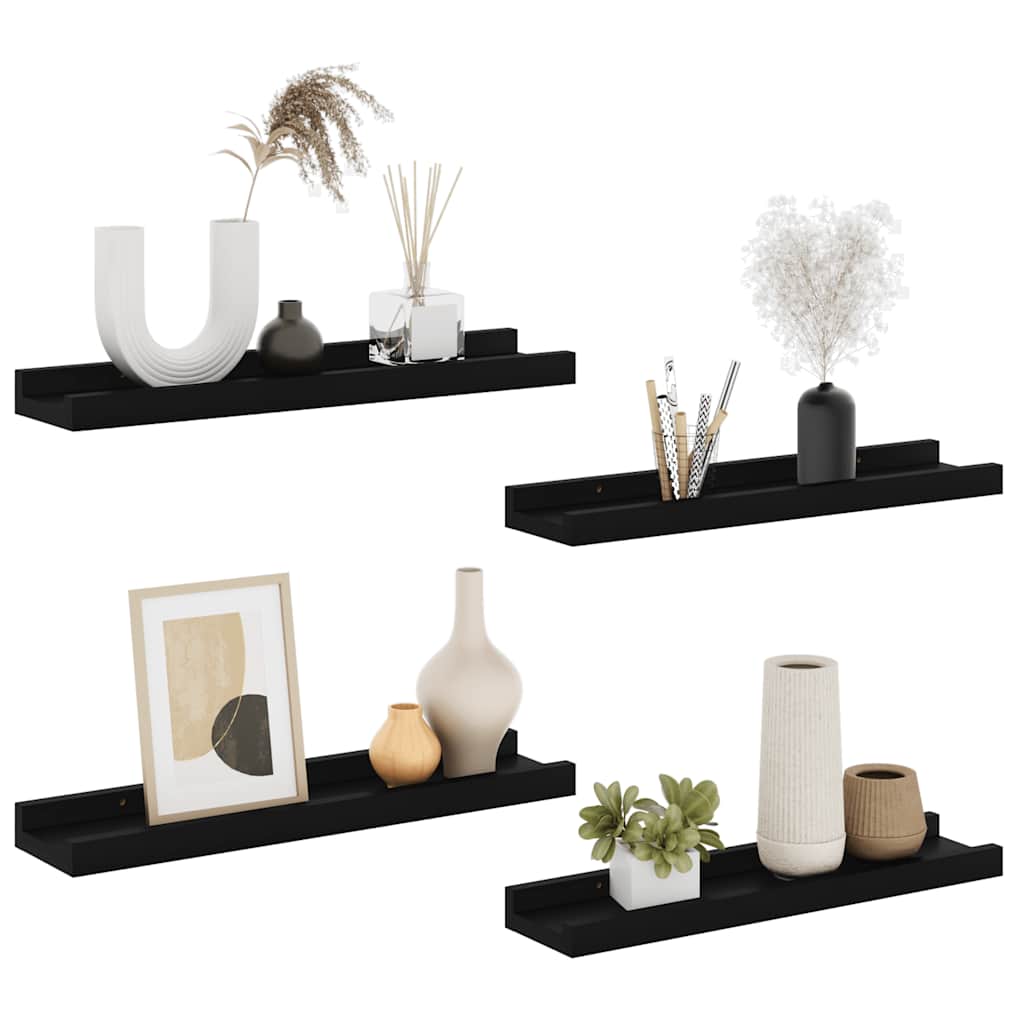 Wandschappen 4 st 40x9x3 cm zwart is nu te koop bij PeponiXL, paradijselijk wonen!