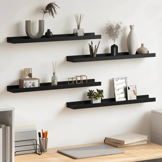 Wandschappen 4 st 60x9x3 cm zwart is nu te koop bij PeponiXL, paradijselijk wonen!