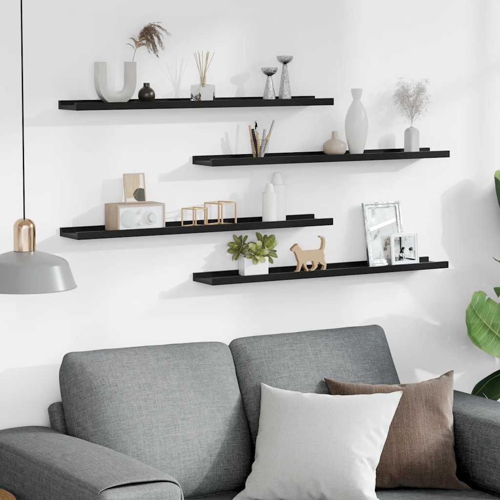 Wandschappen 4 st 80x9x3 cm zwart is nu te koop bij PeponiXL, paradijselijk wonen!