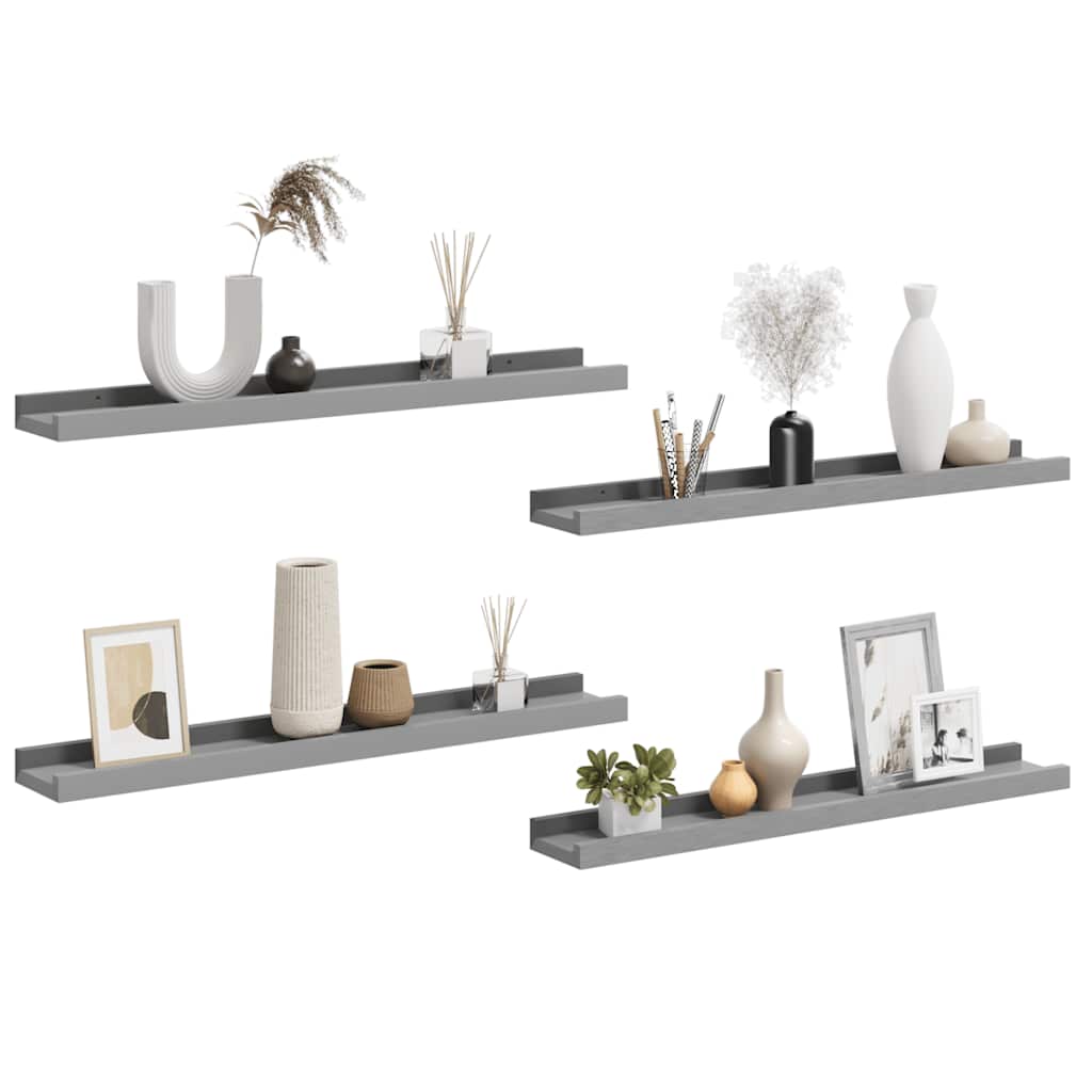 Wandschappen 4 st 60x9x3 cm grijs