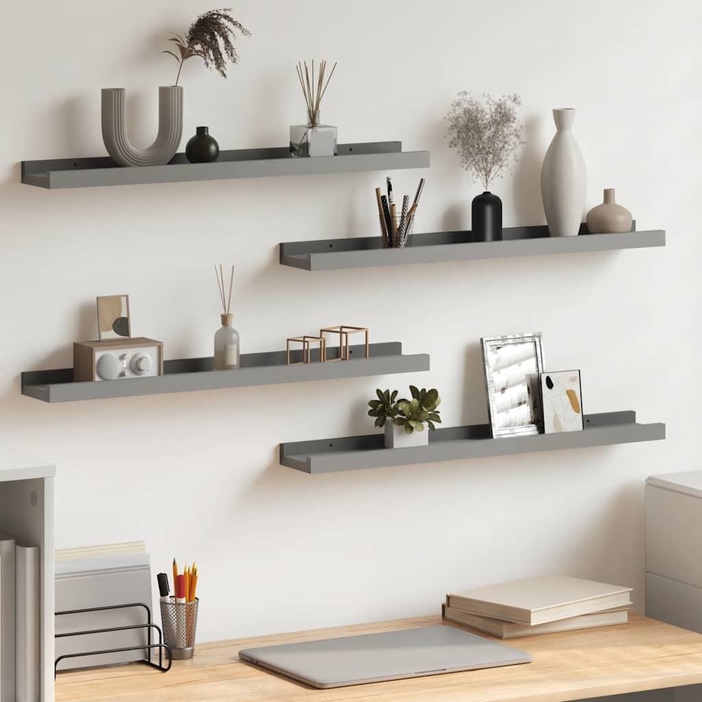 Wandschappen 4 st 60x9x3 cm grijs